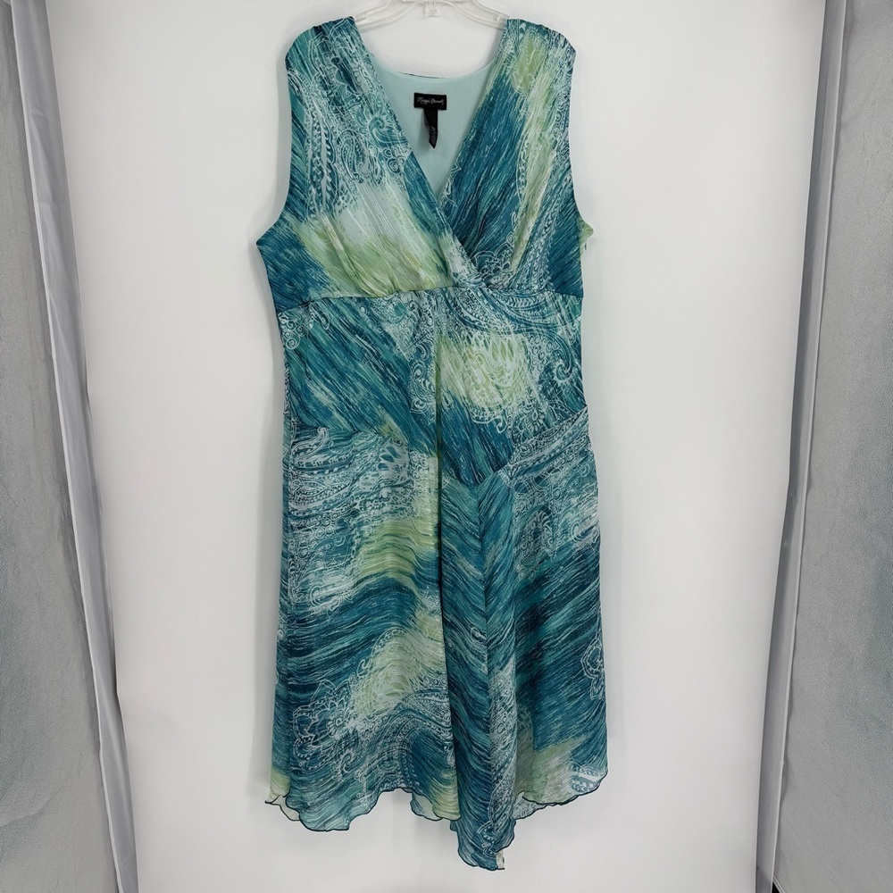 Maggie Barnes size 28W Sleeveless Maxi Dress Lined Metallic Gauzy Women Surplice - Picture 9 of 9